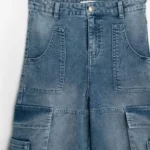 PANTALONES VAQUEROS CARGO  MODERNOS PARA NIÑAS, COLOR AZUL - Imagen 3