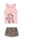 CONJUNTO DE BLUSA Y SHORTS ROSA EMPOLVADO, ESTANPADO DE MOCASINES